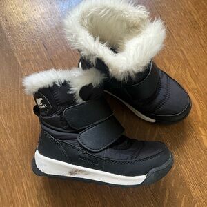 Sorel Black and White Kids Winter Boots